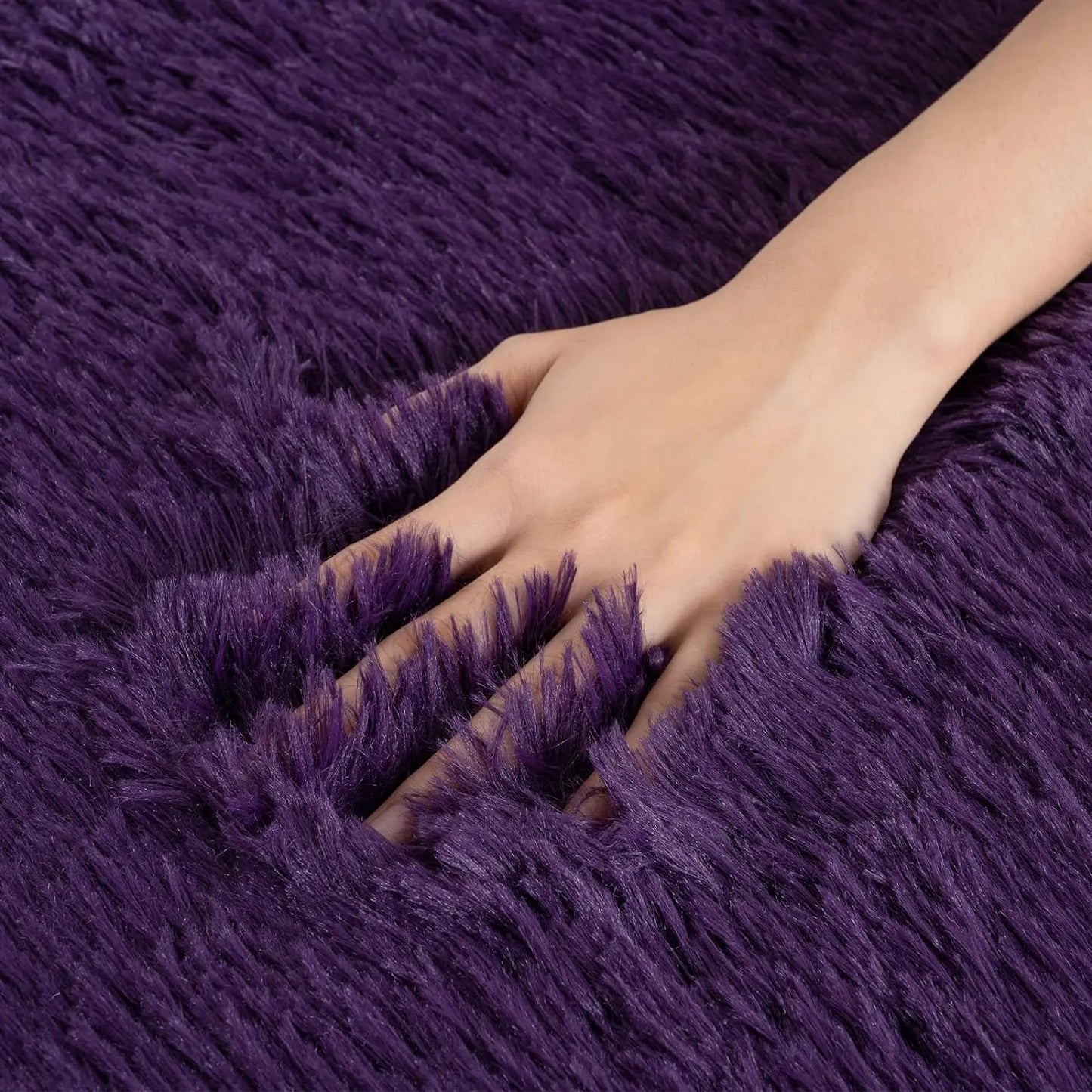 Luxury Fluffy Area Rug Modern Shag Rugs for Bedroom Living Room Rug for Kids Nursery Girls Home Purple Deep