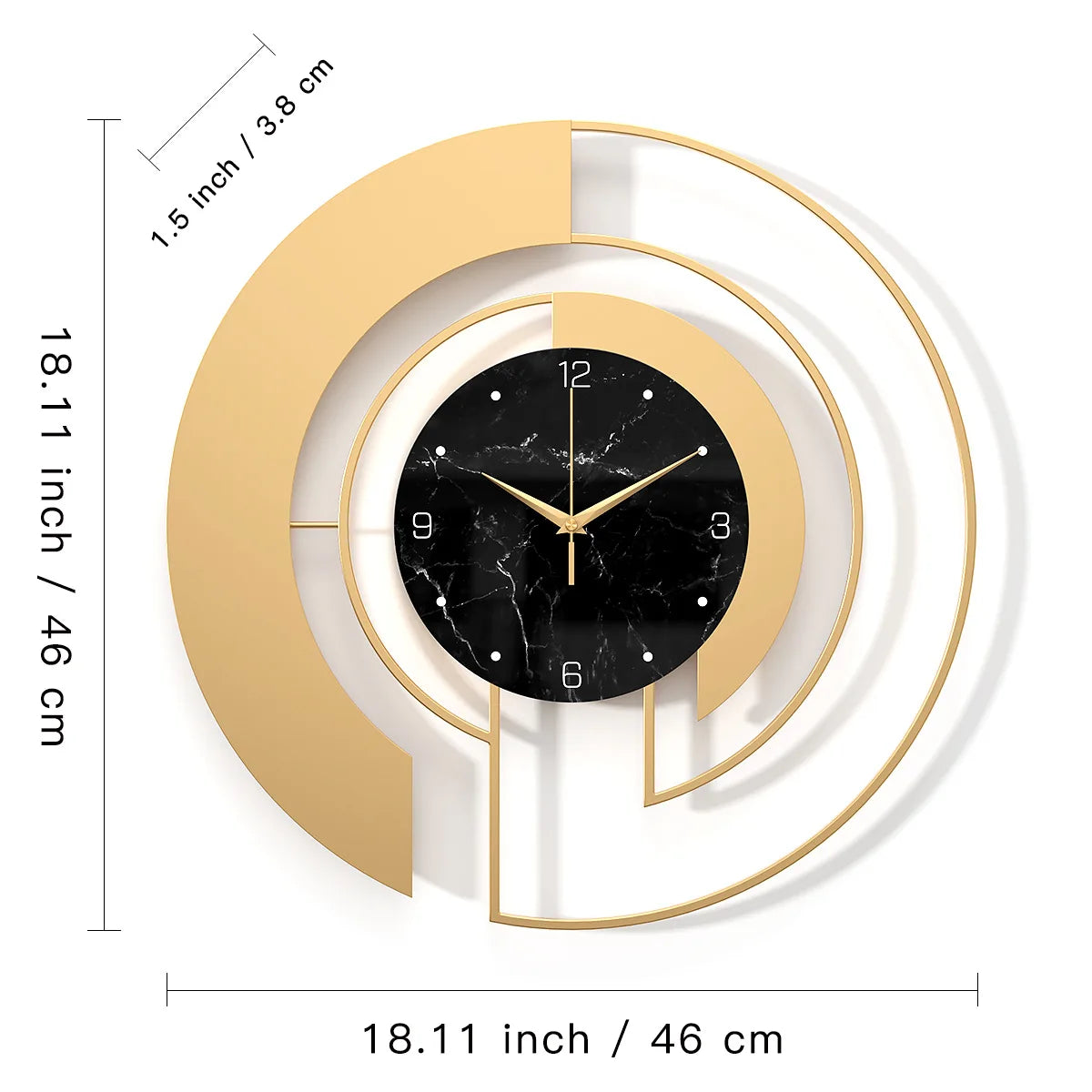 45cm Living Room Luxury Wall Clock Metal Home Clocks Watch Home Decoration Pendant Hotel Lobby Wall Hanging Watch Decor Clock