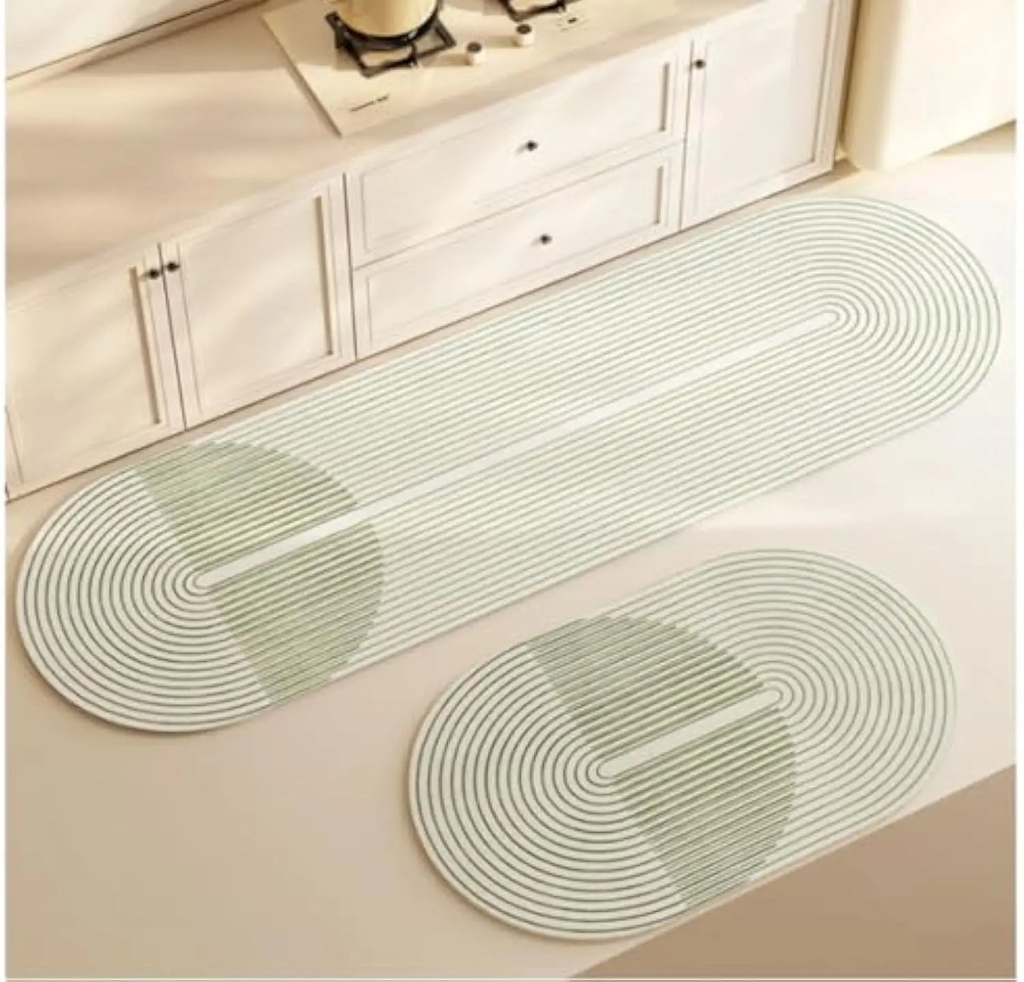 VIKAMA 2pcs Kitchen Rug Washable Non Slip Soft Stain Resistant Mat for Floor Kitchen Laundry Room Hallway Runner Rugs Home Decor