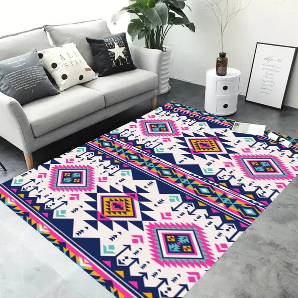 Nordic Style Orange Geometry Large Living Room Carpet Modern Decoration Bedroom Soft Non-slip Carpet Large Area Sofa Side Rug