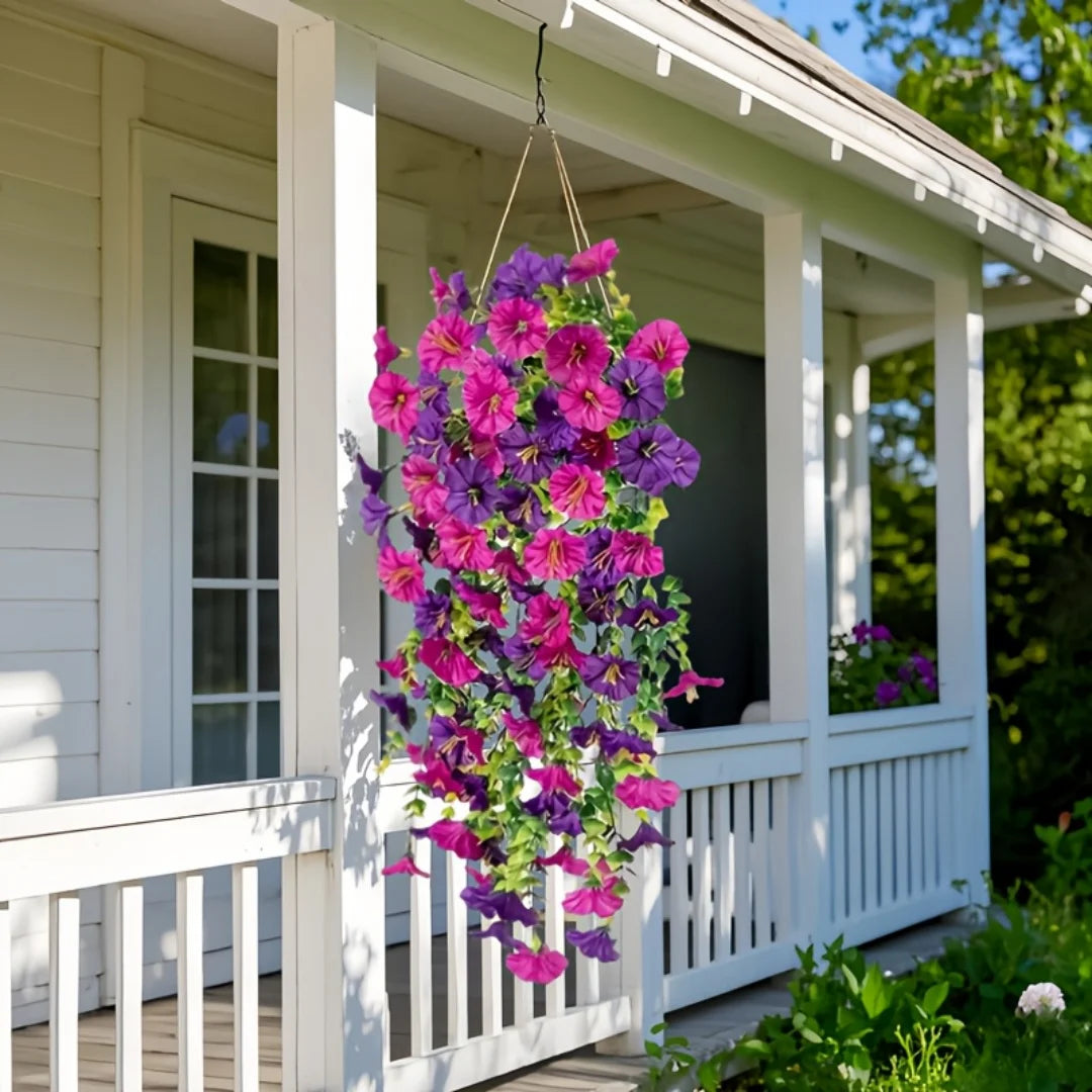 1-10pcs UV-Resistant Artificial Morning Glory& Eucalyptus Hanging Wall Door Decoration For Home Garden Wedding Versatile Outdoor