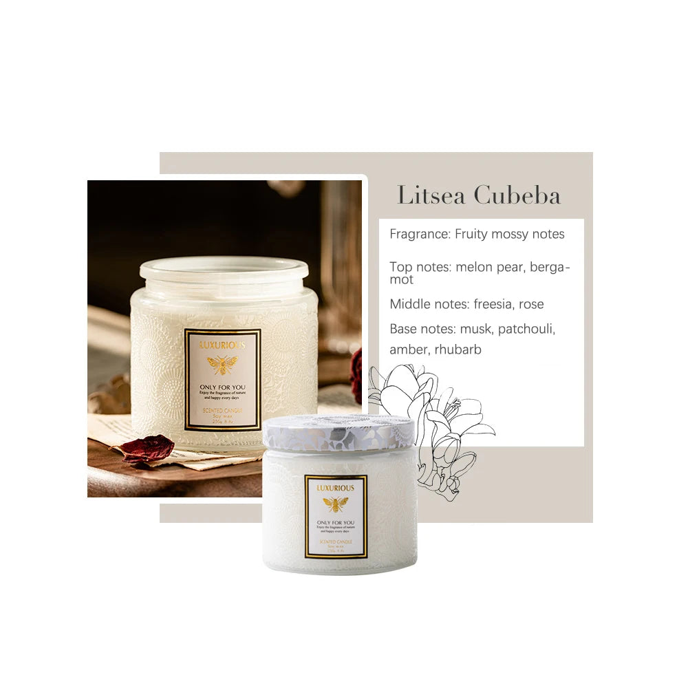 【Lifeideas】Natural Soy Candle Lasting Fragrance Candles for Home Scented Smokeless Burning Scented Candle Gift