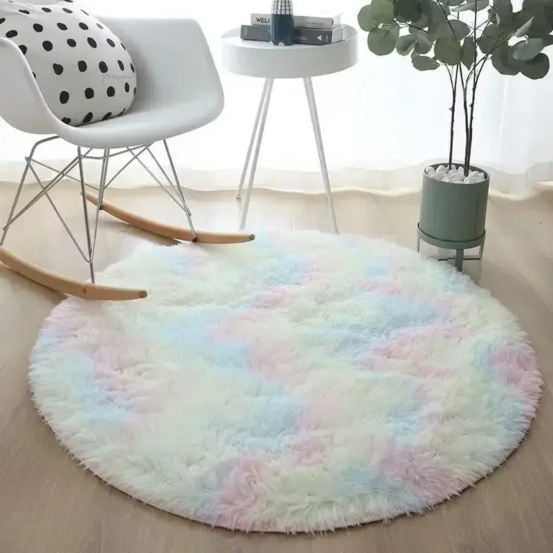 Living Room Rugs Aesthetic Bedroom Round Carpet Decoration Furry Comfort Carpet Home Decor Pink Foot Mat Area Rug 2023 New