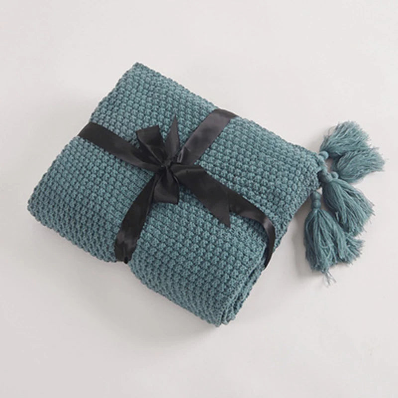 Nordic Wool Blanket Sofa Tassel Knitted Ball Super Warm Cozy Throw Blankets For Office Siesta Air-conditioner Bedspread Bedding