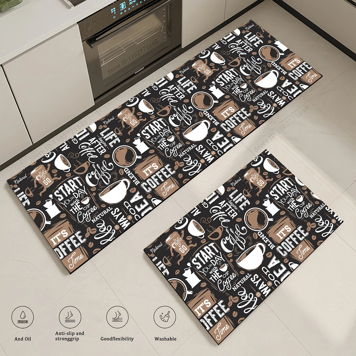 Coffee Kitchen Corner Waterproof Non-slip Rug Quality Washable Absorbent Long Floor Mat Bedroom Hallway Entrance Doormat Carpet