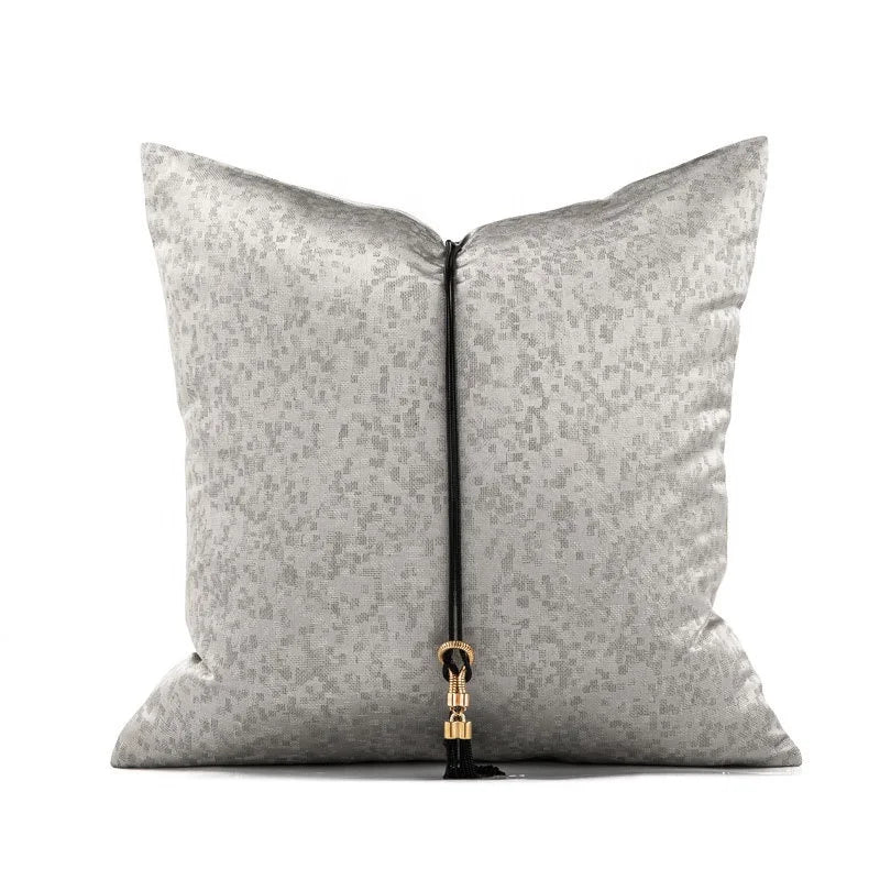 Arabic Style Throw Pillow Cover Luxury Jacquard Hotel Decoration Macrame Gray Square Cushion Cover Custom Tassel