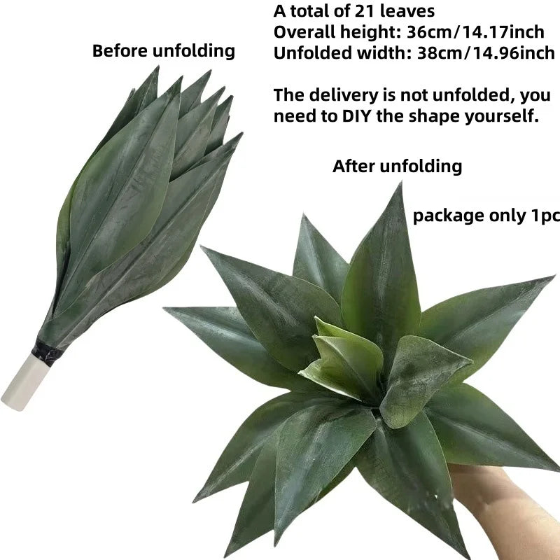 Artificial Aloe and Agave Potted Plant Tropical Desert Fake Succulent for Home Décor Desktop Office Living Room Green Decoration