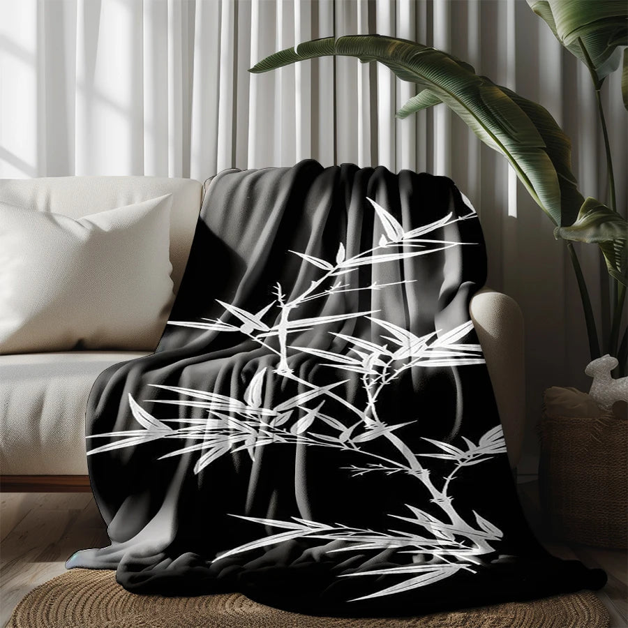 Blue Floral Pattern Microfiber Flannel Cover Blanket Bedroom Living Room Sofa Soft And Comfortable Home Decoration