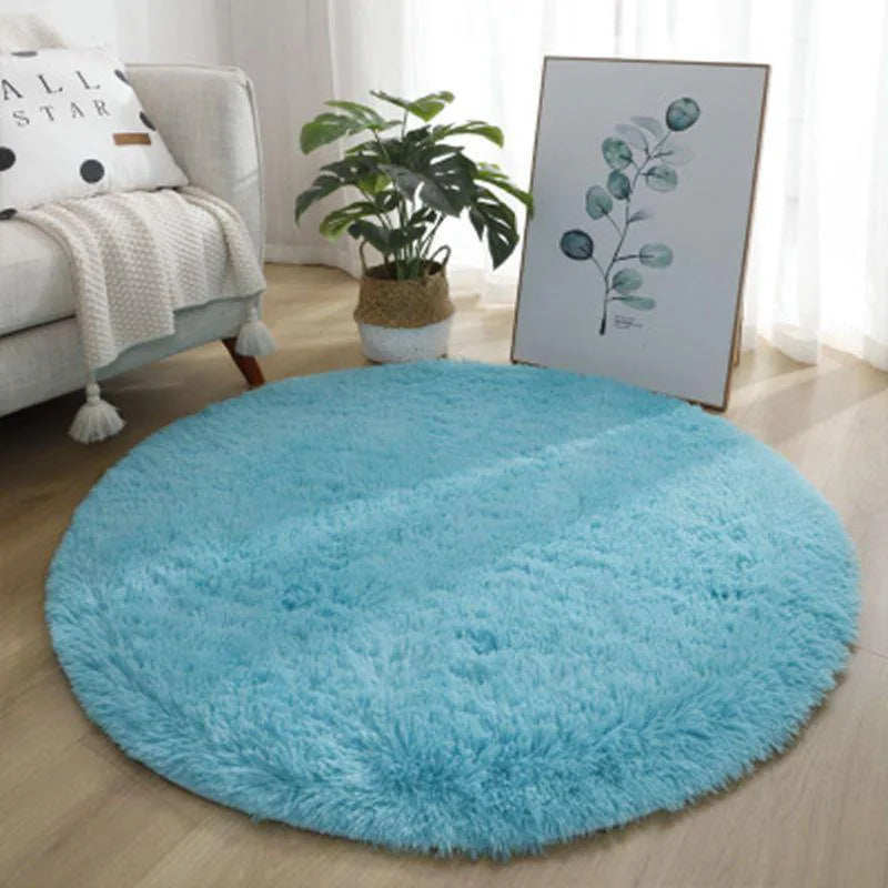 VIKAMA Plush Round Carpet Living Room Plush Solid Color Rug Children's Bedroom Waterproof Blanket Bedside Play Mat Home Decor