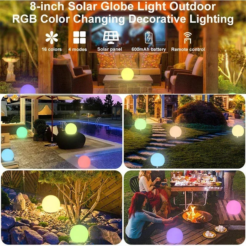 New 15-25cm Solar Moon Light Outdoor LED Lighting Lamp Garden Atmosphere Decorative Lamp Spherical Control Light Lawn Lamp