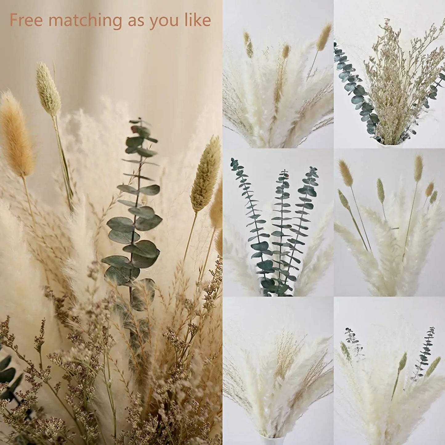 Natural Fluffy Pampas Grass Reed Dried Flower Bouquet Boho Style Home Office Coffee Table Wedding Flower Arrangement Layout