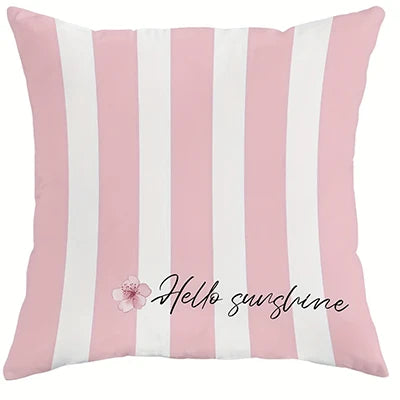 Hello Spring Floral Throw Pillow Cover Pink and WhiteSuitable for sofa car bedroom decorative cushion cover pillow cover