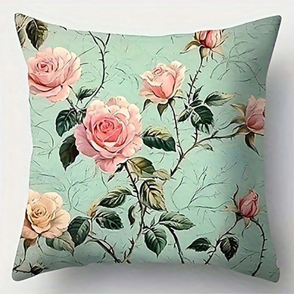 Floral Pink Rose Pillowcase DesignSuitable for sofa car bedroom decorative cushion cover pillow cover