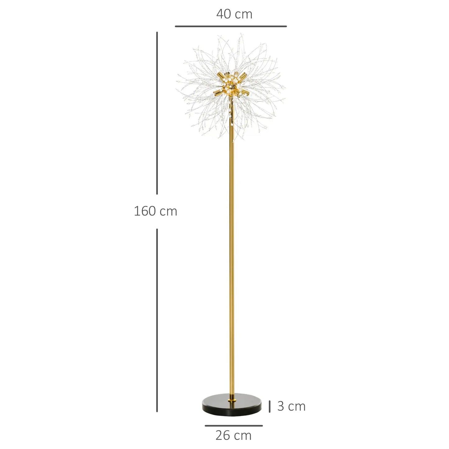 160cm Dandelion Crystal Floor Lamp with Foot Switch Stylish Home Lighting Decor Modern Design for Living Room Bedroom