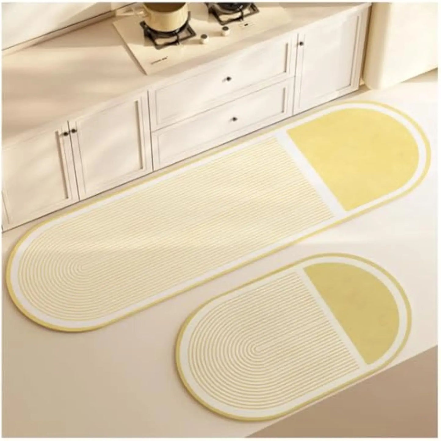 VIKAMA 2pcs Kitchen Rug Washable Non Slip Soft Stain Resistant Mat for Floor Kitchen Laundry Room Hallway Runner Rugs Home Decor