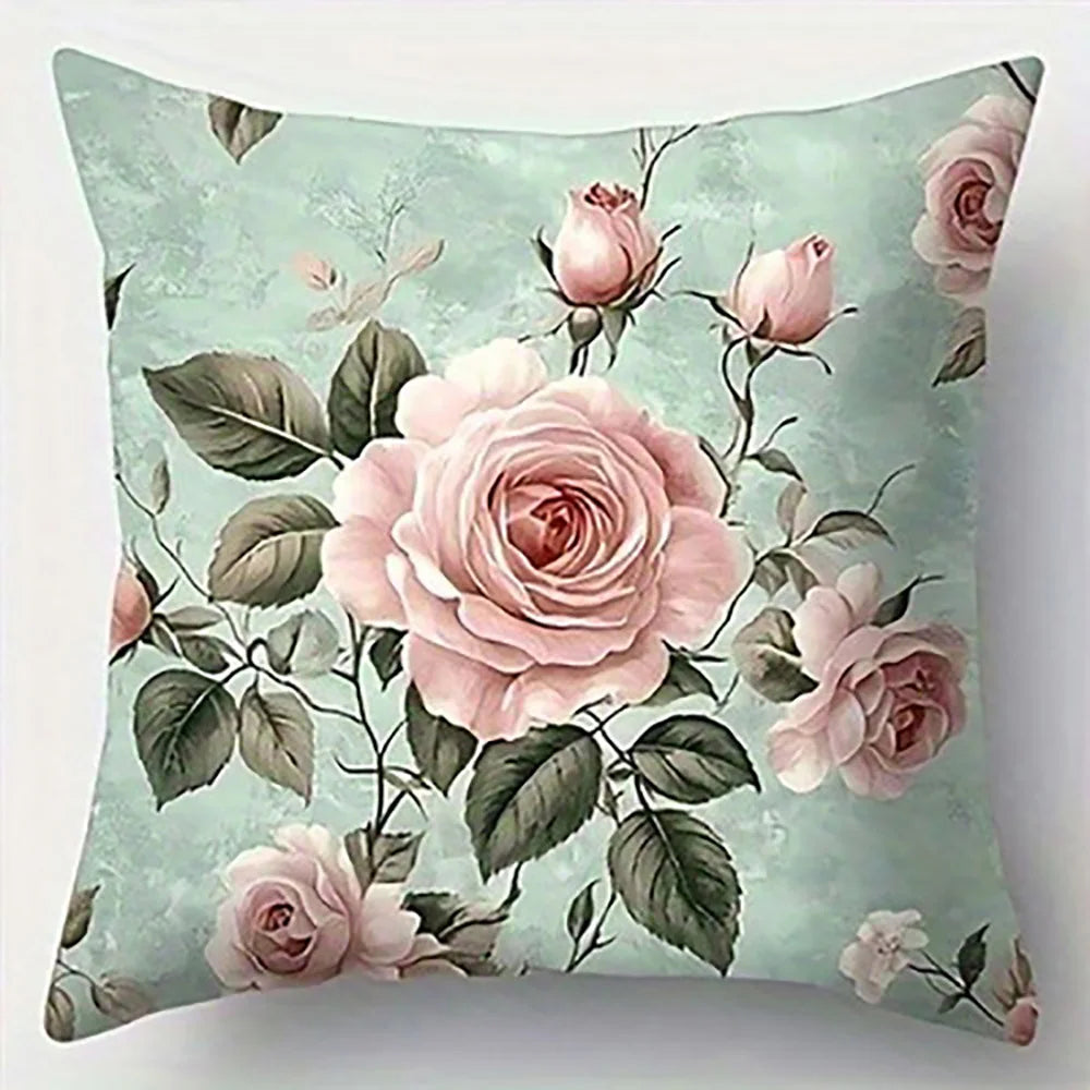 Floral Pink Rose Pillowcase DesignSuitable for sofa car bedroom decorative cushion cover pillow cover