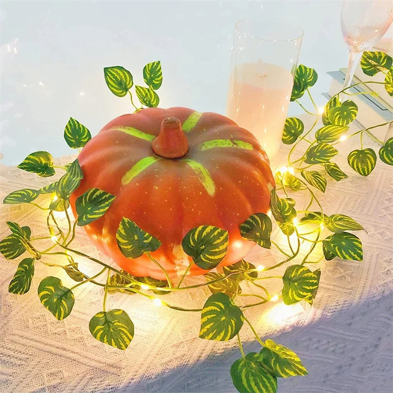 2M-10M Flower Green Leaf String Lights Artificial Ivy Vine Fairy Light Wedding Party Decoration Christmas Home Room Wall Plant