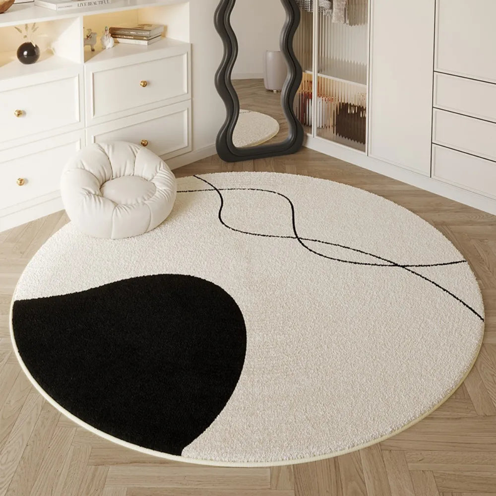 VIKAMA Round Carpet Living Room Bedroom Rug High-End Feeling Makeup Table Cloakroom Rug Chair Floor Mat Home Decoration