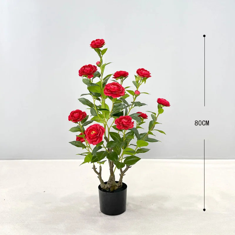Simulation camellia tree camellia artificial green plant potted home decoration floor plant