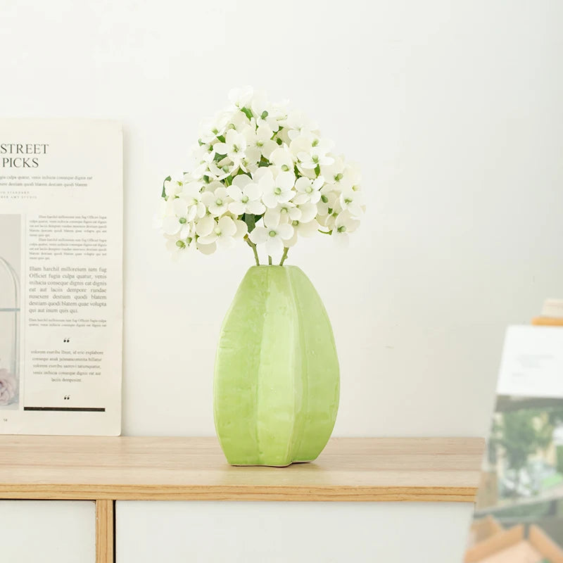 Shumen Lemon Fruit Ceramic Flower Vase for Living Room Table - Simulated Flower Arrangement Set for Luxury and Sophistication De