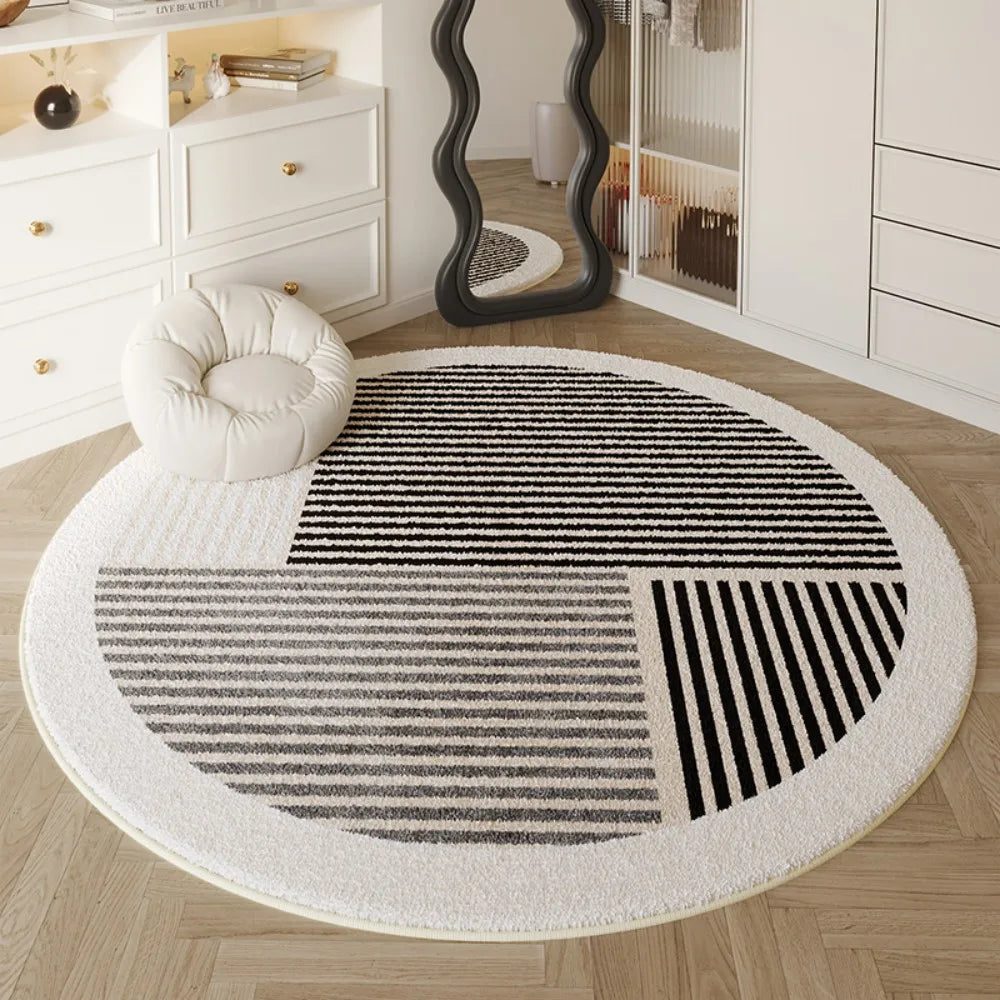 VIKAMA Round Carpet Living Room Bedroom Rug High-End Feeling Makeup Table Cloakroom Rug Chair Floor Mat Home Decoration