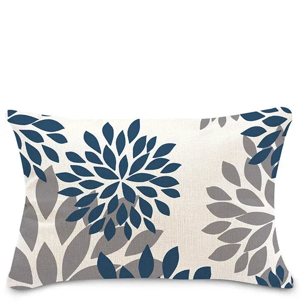 Blue white geometric linen pillowcase sofa cushion cover home decoration can be customized for you 30x50 40x60