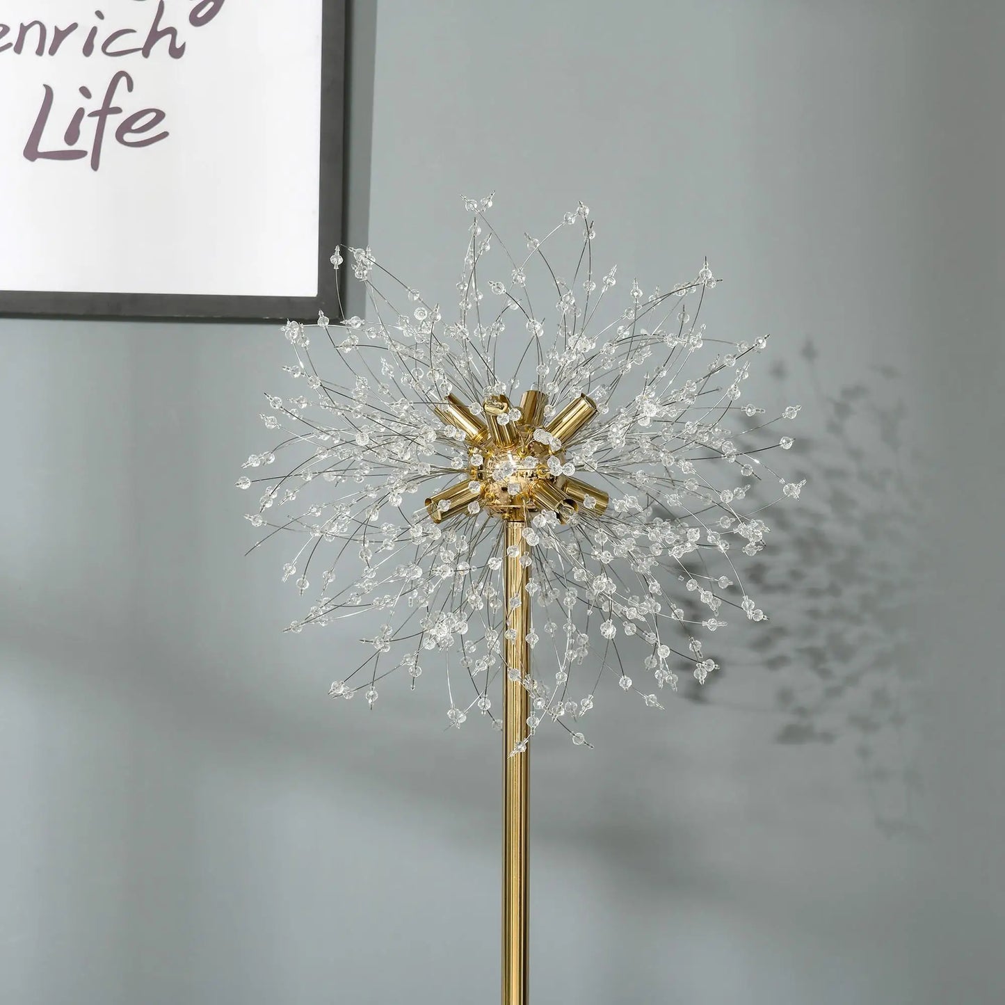 160cm Dandelion Crystal Floor Lamp with Foot Switch Stylish Home Lighting Decor Modern Design for Living Room Bedroom