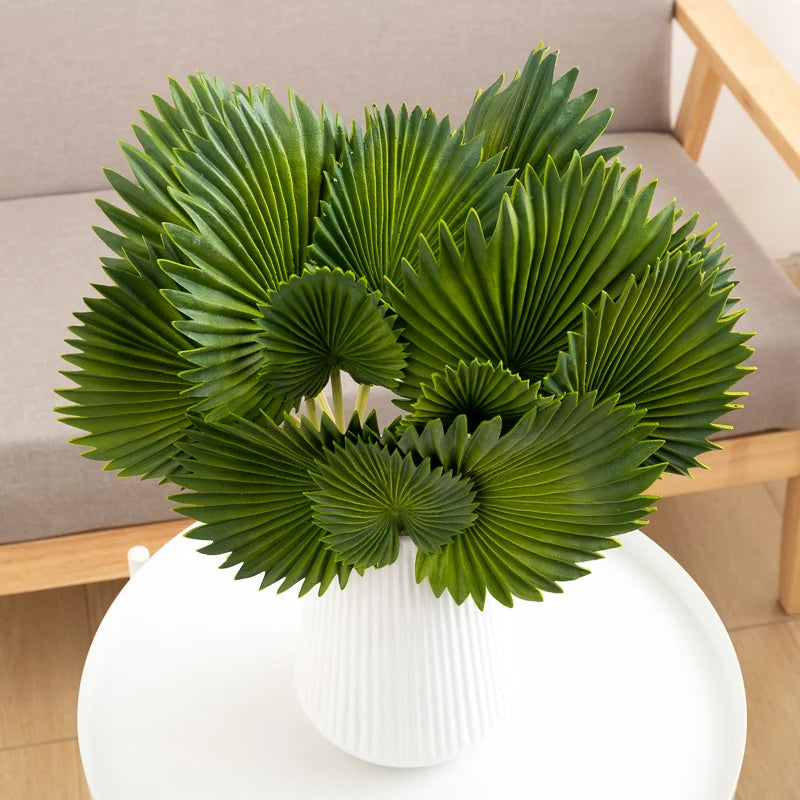 Turtle Back Leaves Artificial Plants Green Wedding Home Garden Outdoor Plant Tropical Party Palm Fan Leaves Wall Decoration