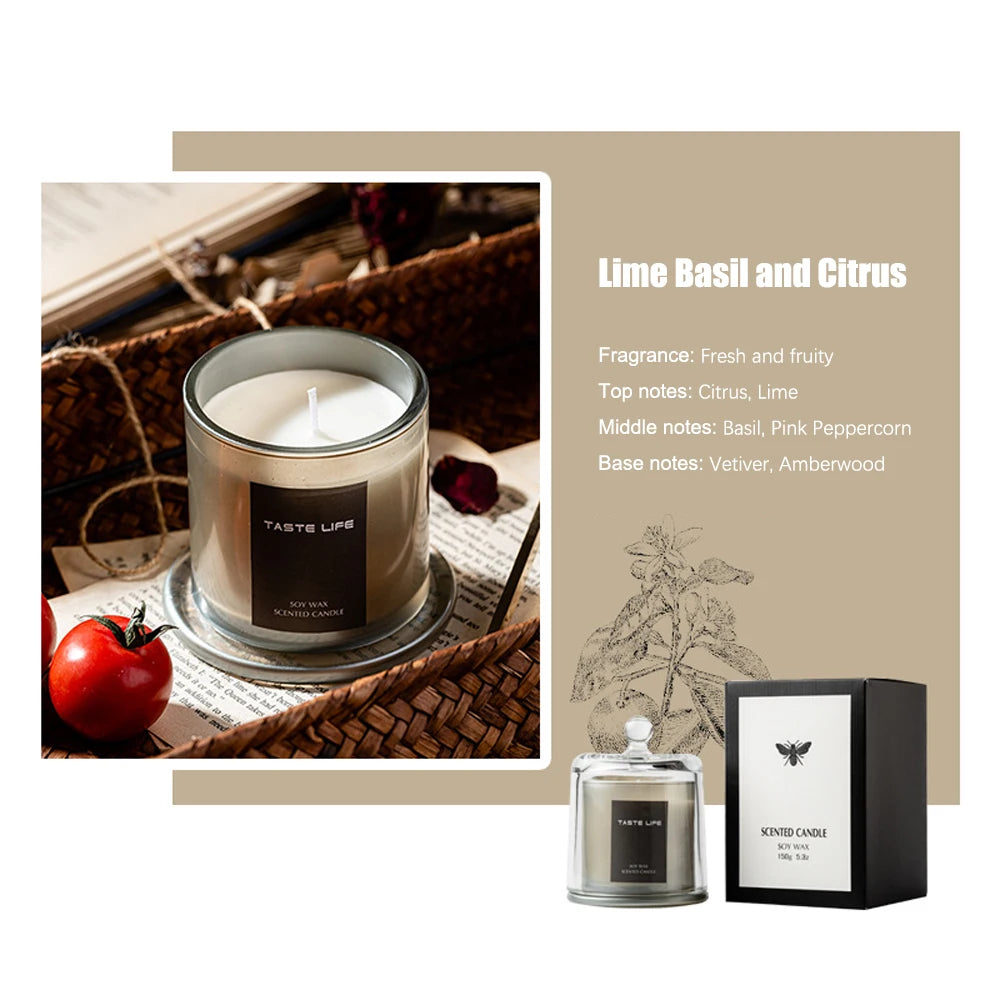 Voltsify Soy Wax Scented Candle Lime Basil and Citrus & Valley After the Rain & Sky Cypress