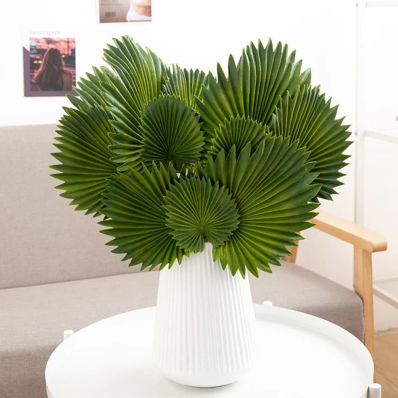 Turtle Back Leaves Artificial Plants Green Wedding Home Garden Outdoor Plant Tropical Party Palm Fan Leaves Wall Decoration