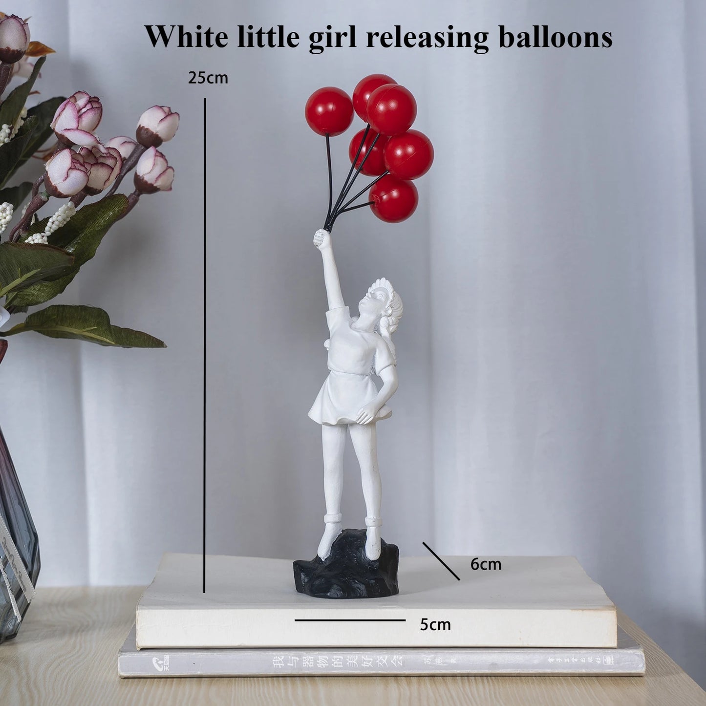Flying Balloon Girl Figurine Banksy Modern Art Sculpture Resin Figure Craft Decoration Collectible Figurine Ornaments Gifts