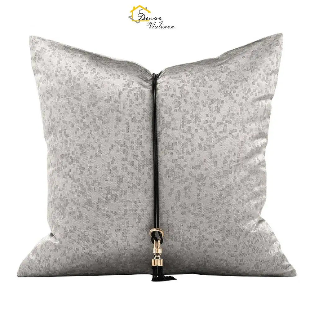 Arabic Style Throw Pillow Cover Luxury Jacquard Hotel Decoration Macrame Gray Square Cushion Cover Custom Tassel