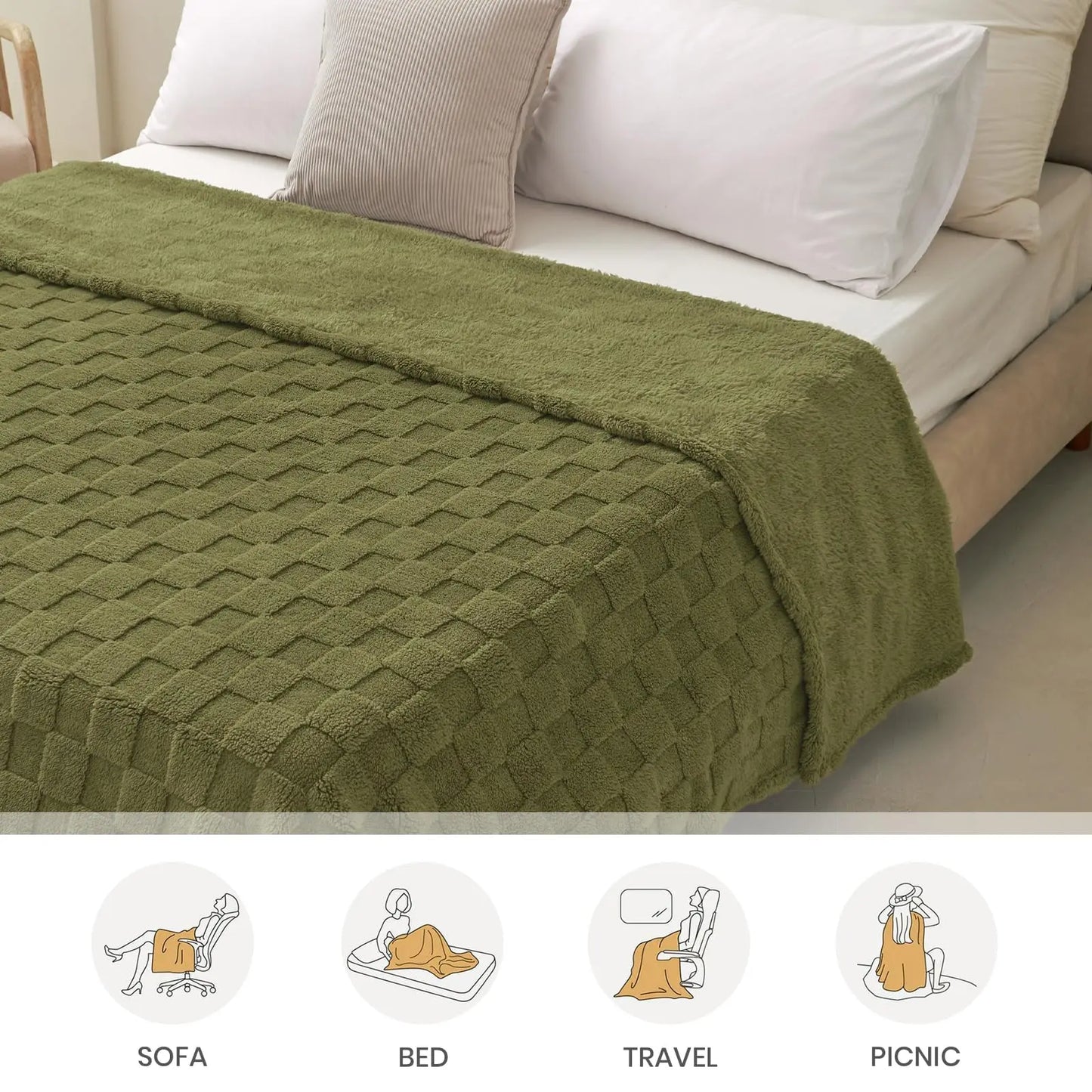 Good Nite Throw Blanket Sofa Throw Fleece Blanket Cosy Warm Large Bed Throw for Sofa Couch Bed and Car Double