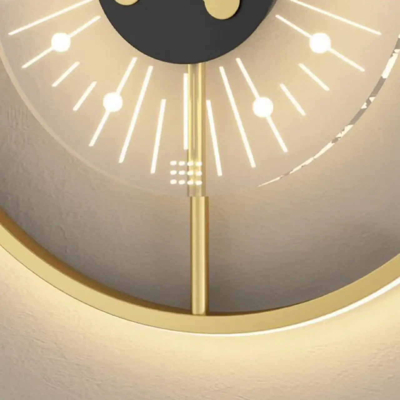 Modern LED Indoor Round Wall Lamp Dimming Gold Clock Wall Light Not Real Clock, Decoration for Bedroom Living Room
