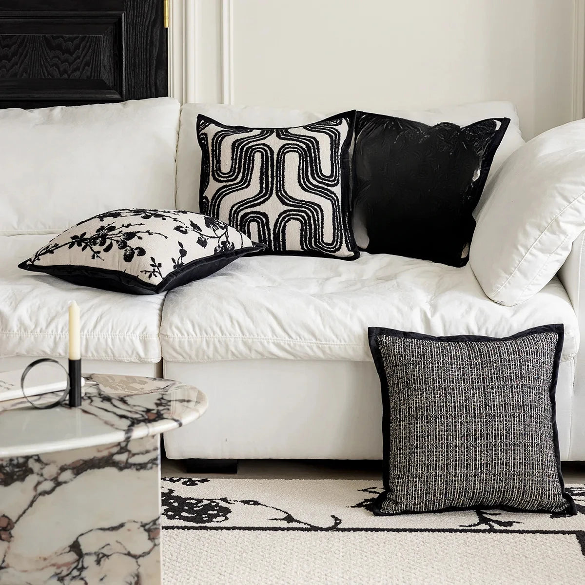 45x45cm Black Throws Pillow Cover Nordic Modern Minimalist Cushion Cover Pillowcase for Living Room Decoration Couch Home Decor