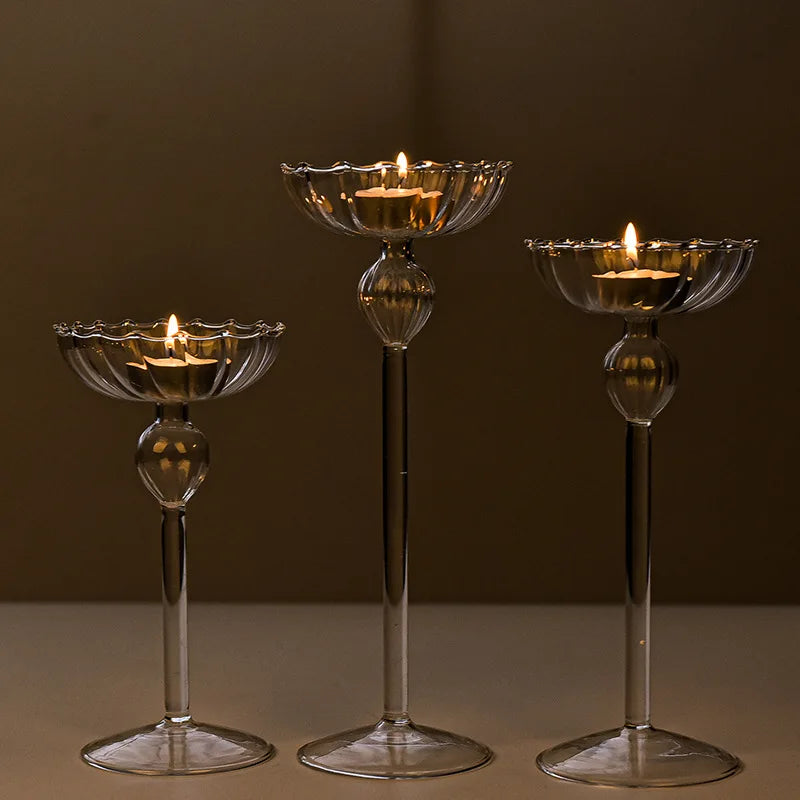 European high foot striped candlestick home decoration decoration wedding articles Romantic candlelight dinner candlestick props