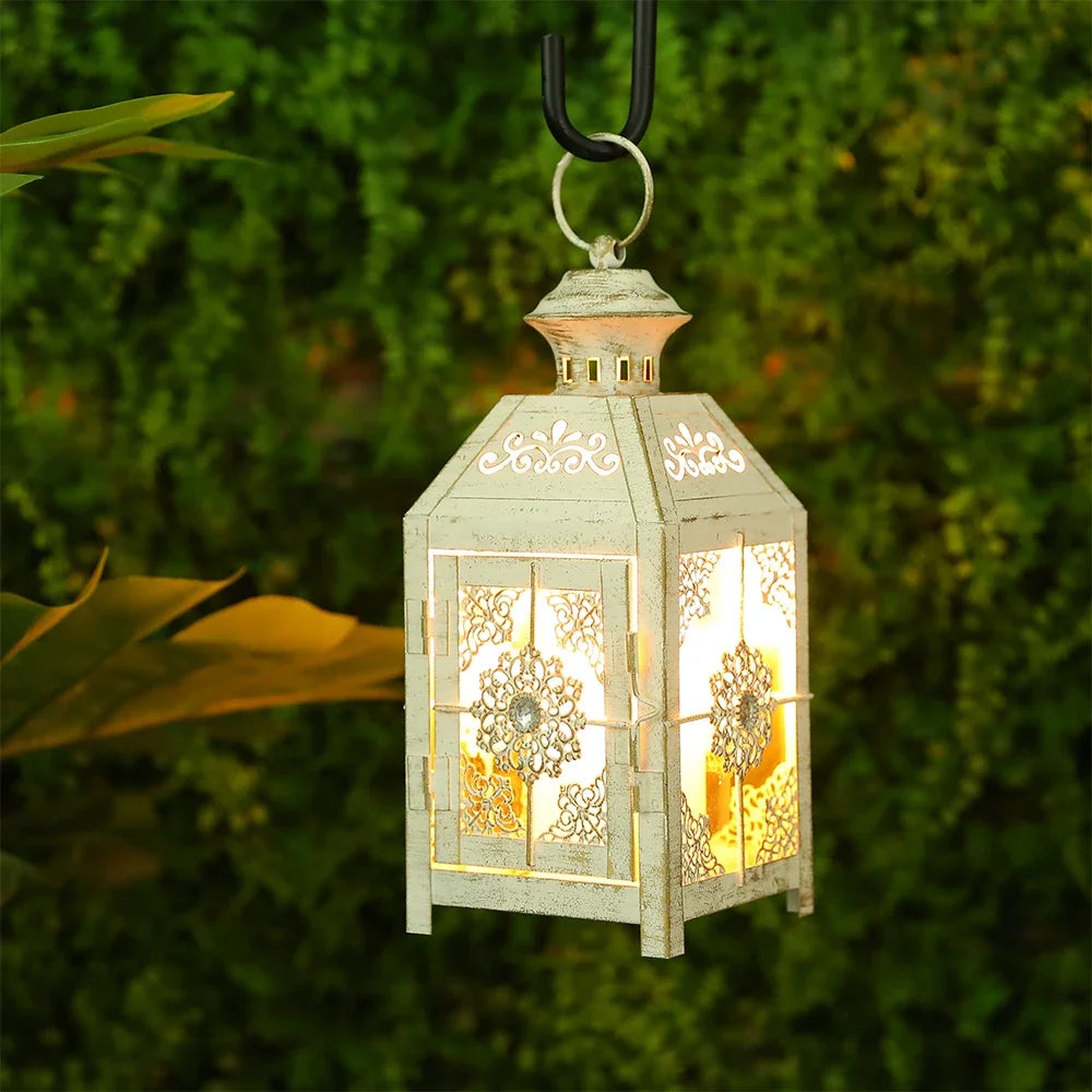 Creative Candle Holder Wrought Iron Glass Wind Light Hanging Candle Lantern for Home Yard Garden Wedding Party Decor