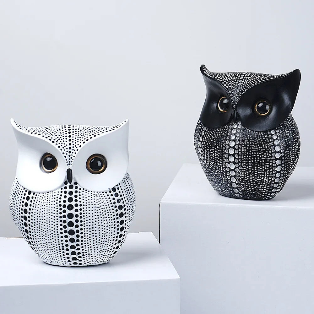ERMAKOVA 16cm Nordic Golden Owl Statue Figurine Resin Animal Sculpture Crafts Home Living Room Office Decoration Gift