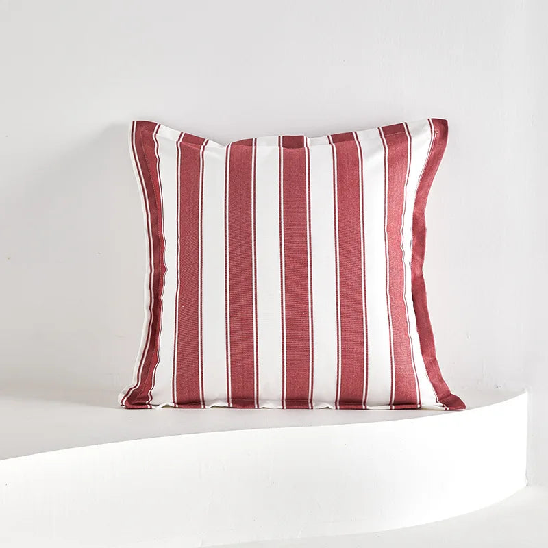 Classical Striped Cushion Cover 45x45cm Hawthorn Red Ivory Recycle Polyester Fabric Pillow Cover Indoor Outdoor Home Decoration