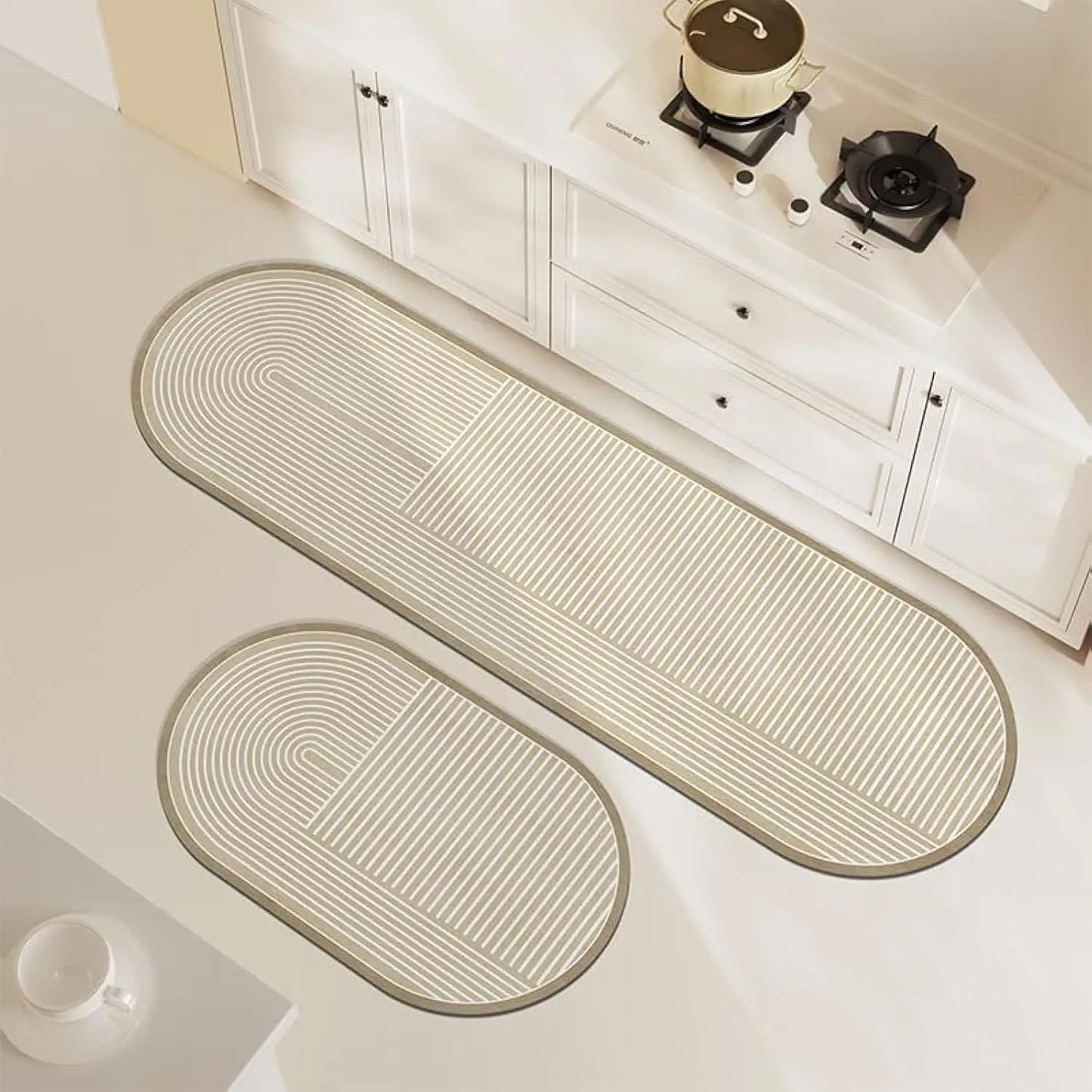 VIKAMA 2pcs Kitchen Rug Washable Non Slip Soft Stain Resistant Mat for Floor Kitchen Laundry Room Hallway Runner Rugs Home Decor