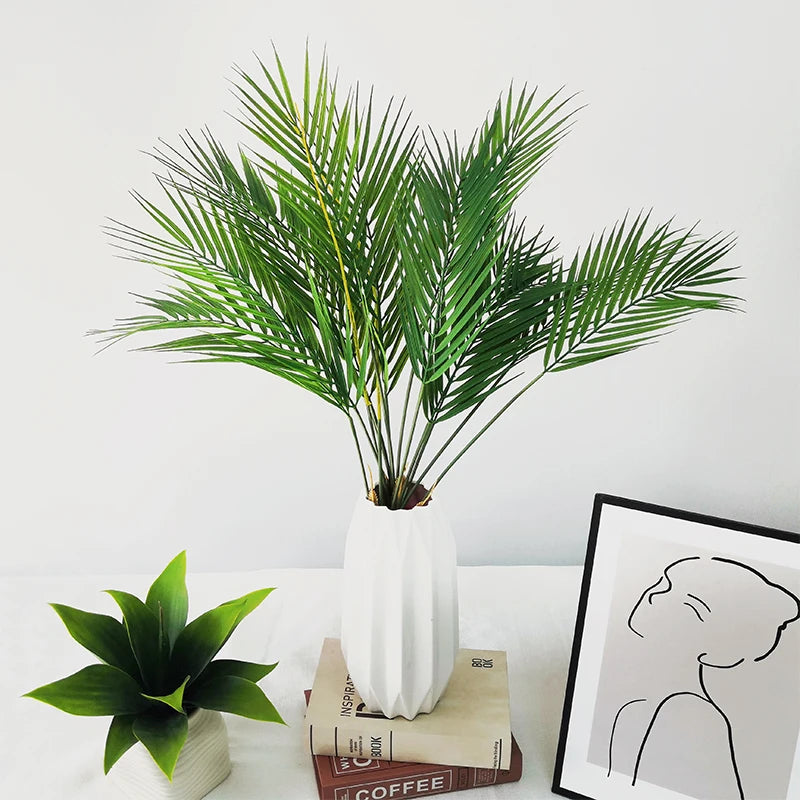 120cm Large Artificial Palm Fake Plants Branch Real Touch Palm Leaves Tropical Plants Branches for Home Office Indoor Decoration