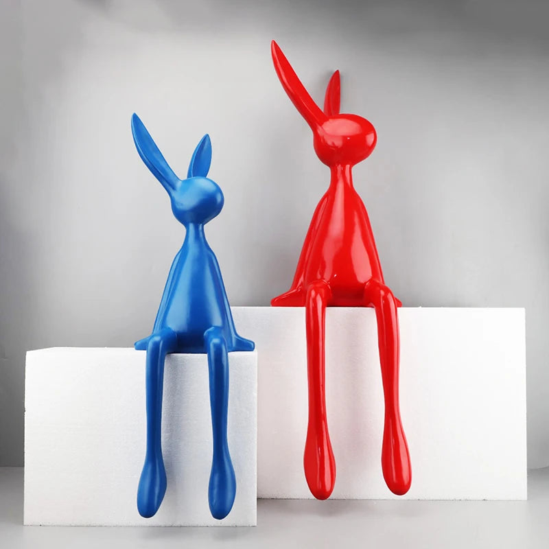 ERMAKOVA Nordic Home Decorate Figurines for Interior Gift Rabbit Statue Christmas Room Decor Abstract Art Sculpture Desk