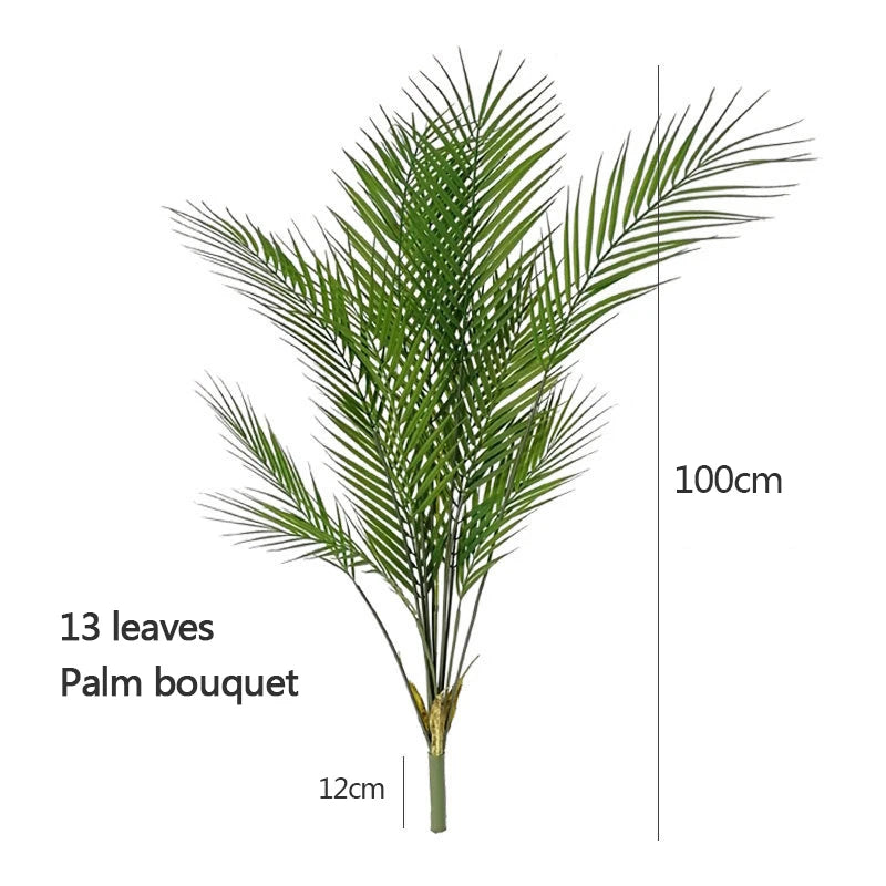 120cm Large Artificial Palm Fake Plants Branch Real Touch Palm Leaves Tropical Plants Branches for Home Office Indoor Decoration