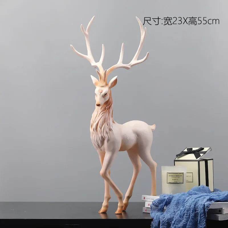 Deer Decoration Reindeer Ornaments Resin Sculpture For Living Room Luxury Nordic Home Decor Sculptures Deer Figurines