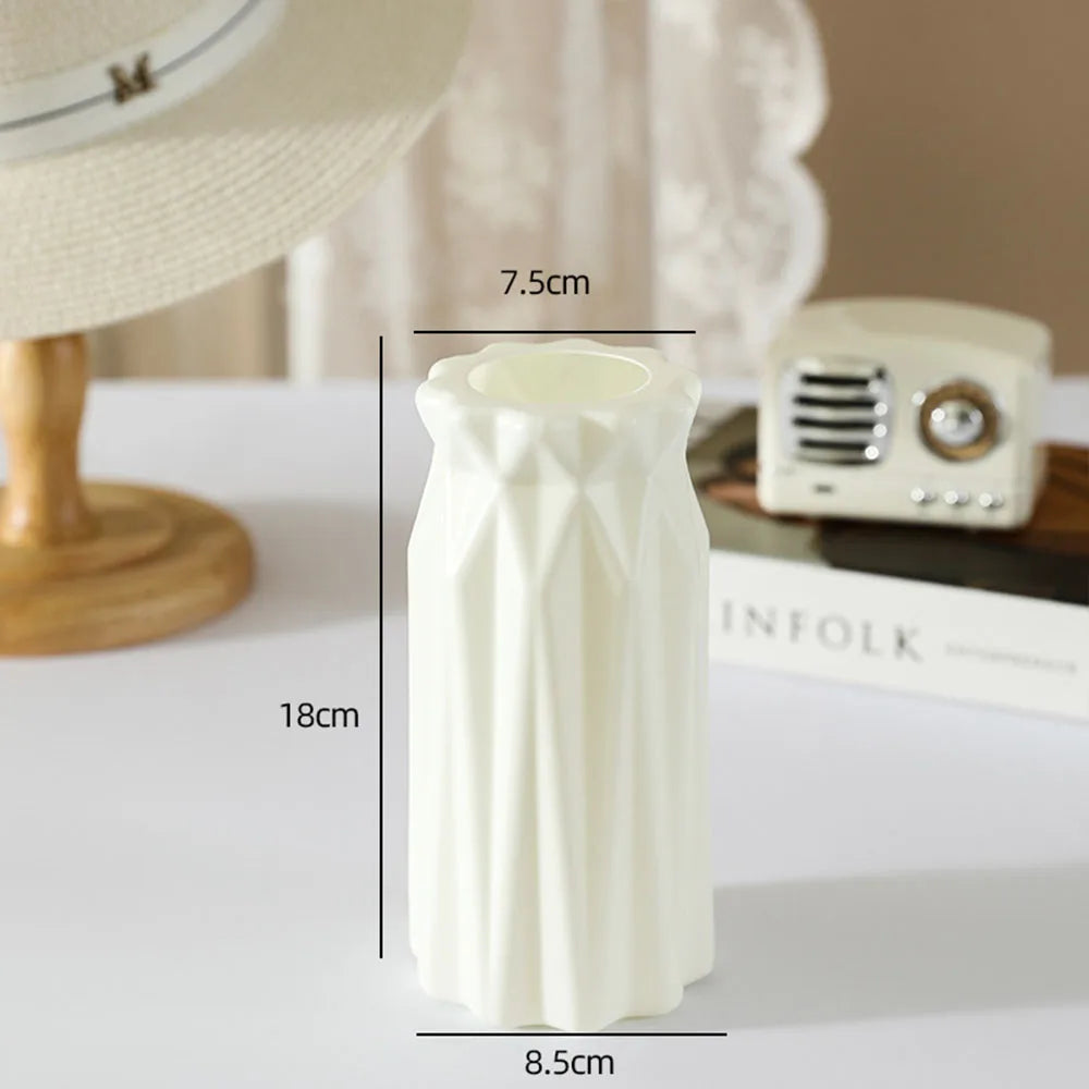Unbreakable Vase for Flowers Ceramic Look Plastic Vase for Home Decor Living Room Table Wedding Party Living Room Decor Ornament