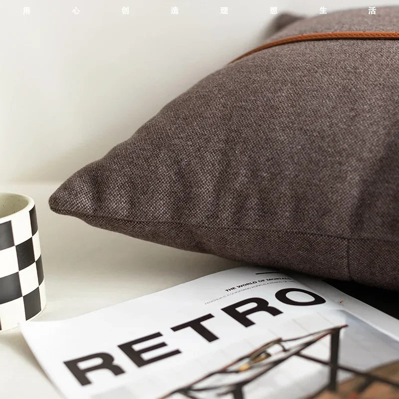 Horse 18x18 Inches Throw Croker Pillow Cover - Simple Modern Style Leather Decoration Couch Cushion Pillow Cover Withour Core