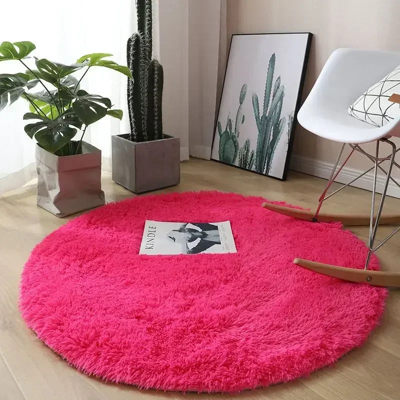 Living Room Rugs Aesthetic Bedroom Round Carpet Decoration Furry Comfort Carpet Home Decor Pink Foot Mat Area Rug 2023 New