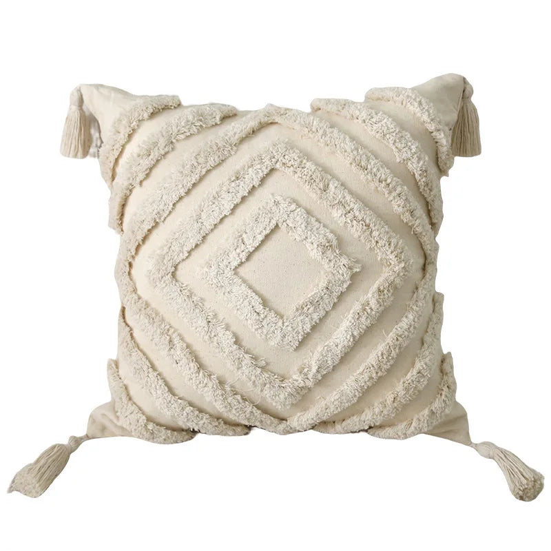 Cotton Tufted Cushion Cover With Tassel Retro Living Room Decorative Pillow Cover For Sofa Home Decor 30x50,45x45cm Pillowcase