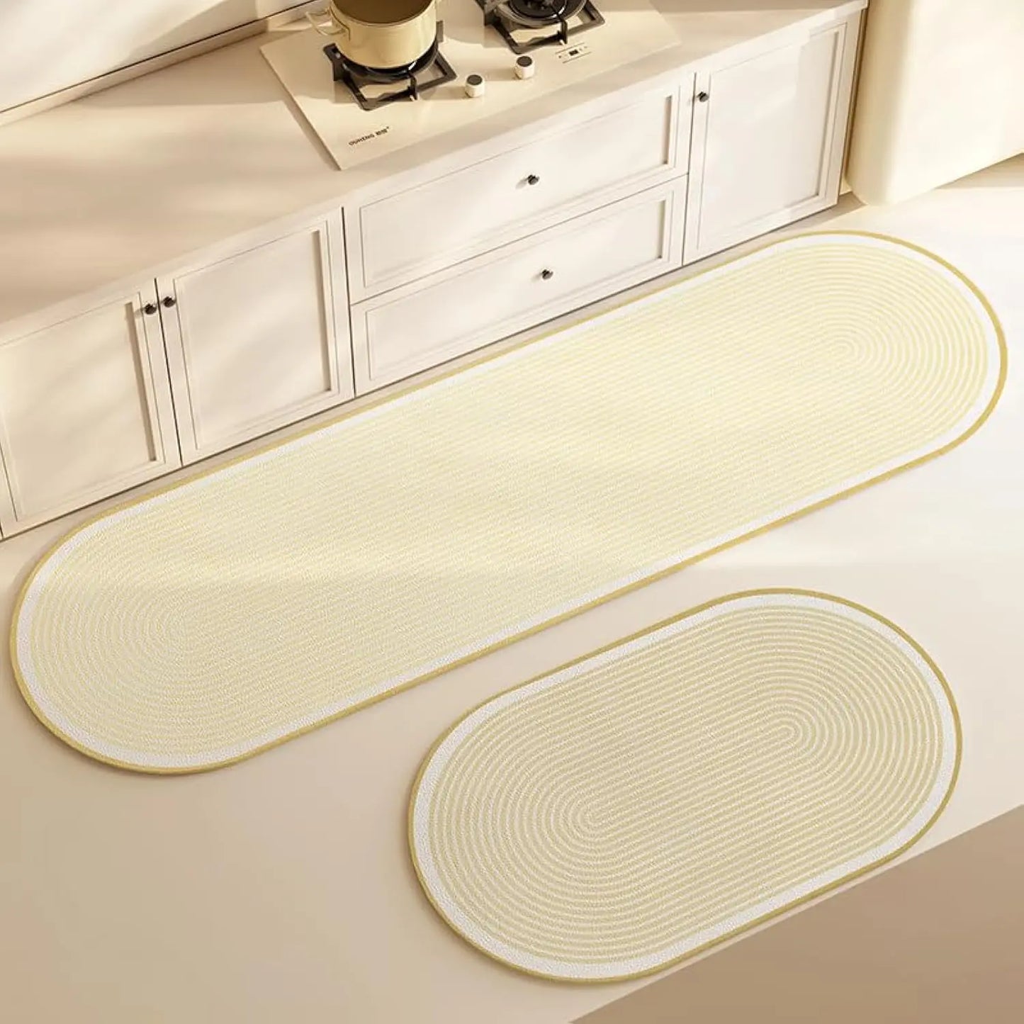 VIKAMA 2pcs Kitchen Rug Washable Non Slip Soft Stain Resistant Mat for Floor Kitchen Laundry Room Hallway Runner Rugs Home Decor