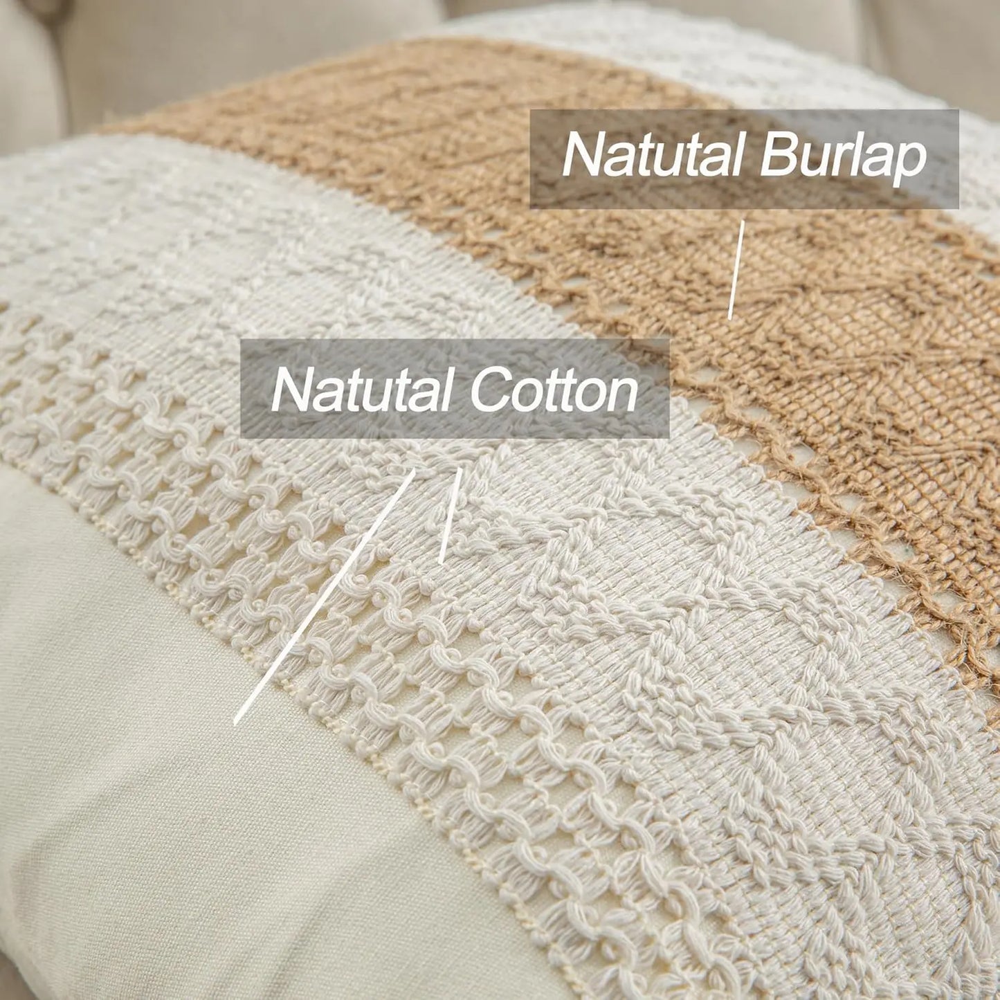 45X45cm(18x18inch) Cotton & Burlap Throw Pillow Covers Boho Farmhouse Textured Striped Woven Cushion Covers For Bed Sofa Shop